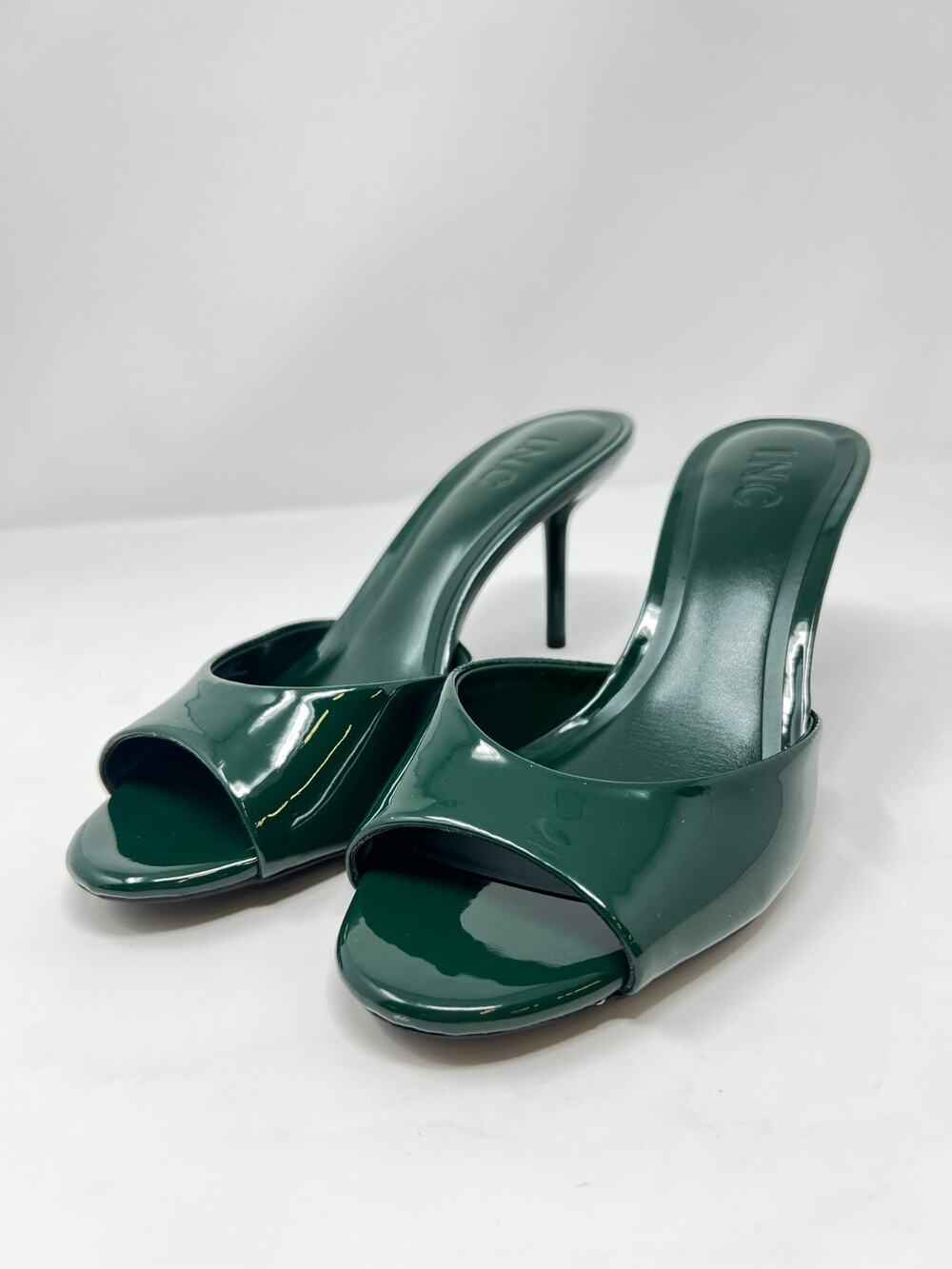 I.N.C. Women's 7M Primaa True Emerald Green Almond Open Toe Dress Mule Heels